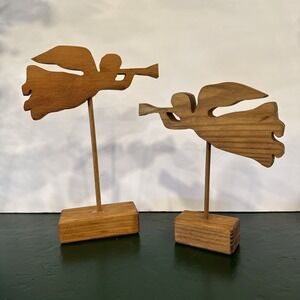 Vintage wooden flying angels